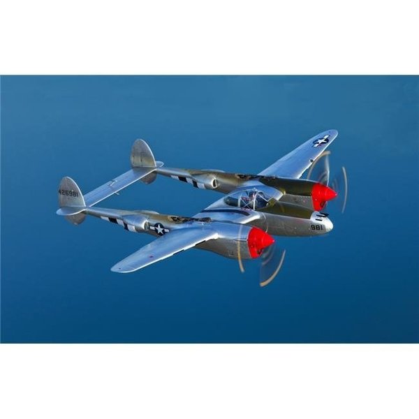 Stocktrek Images StockTrek Images PSTSGR100005M A Lockheed P-38 Lightning Fighter Aircraft in Flight Near Chino California Poster Print; 17 x 11 PSTSGR100005M